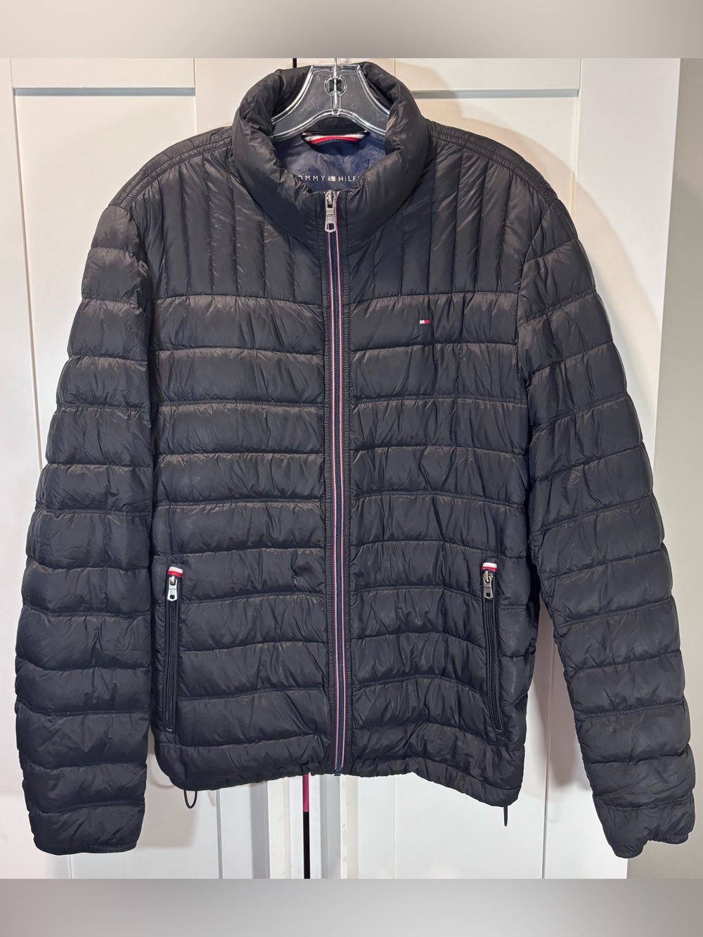 Tommy Hilfiger Down Packable Puffer Jacket Men’s M Black Quilted Lightweight